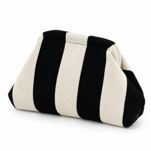 Clutch de rayas anchas negro y beige