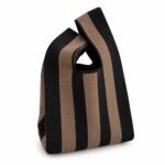 Bolso de mano de rayas negro y marrón