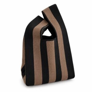 Bolso de mano de rayas negro y marrón