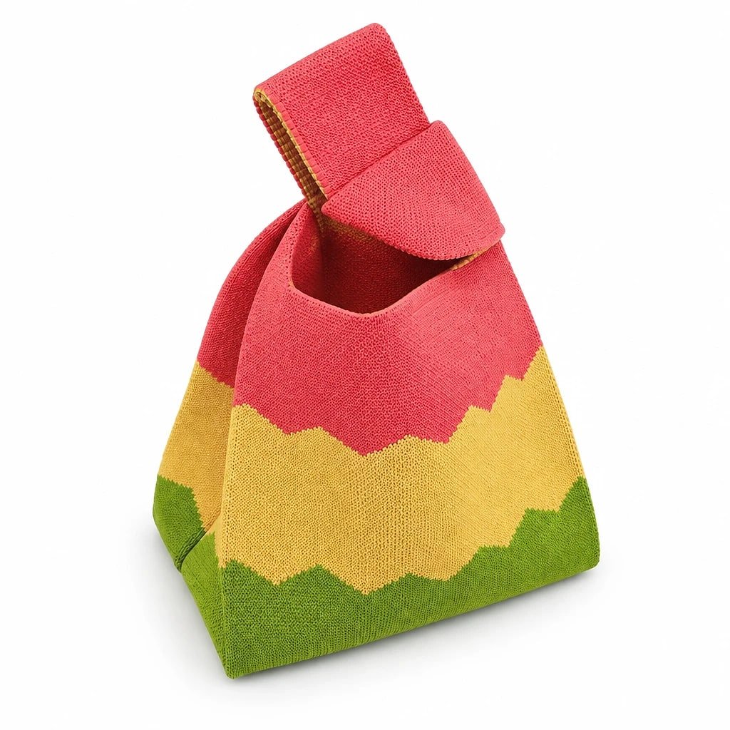 Bolso de Mano Tejido a Rayas