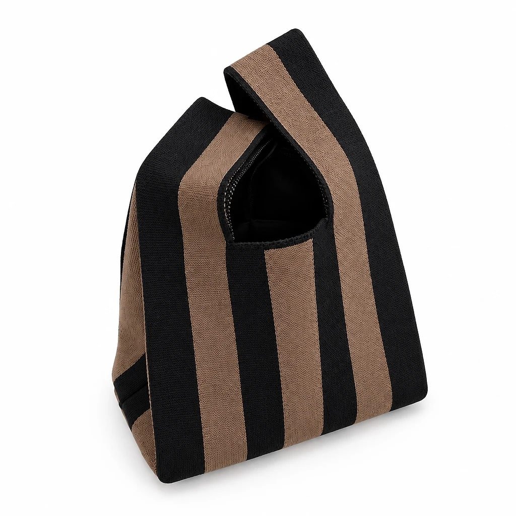 Bolso de Mano Tejido a Rayas