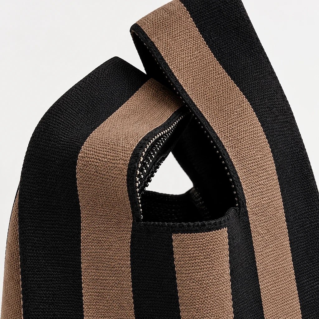 Bolso de Mano Tejido a Rayas