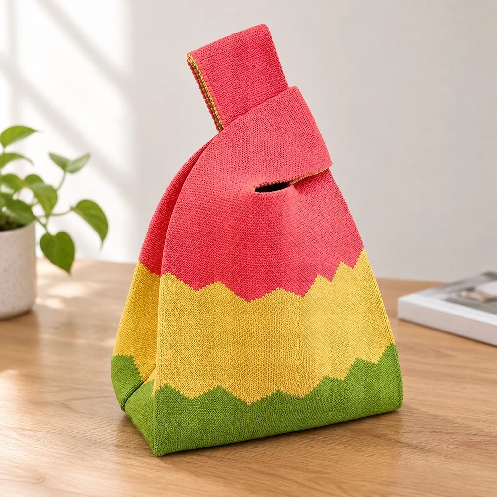 Bolso de Mano Tejido a Rayas