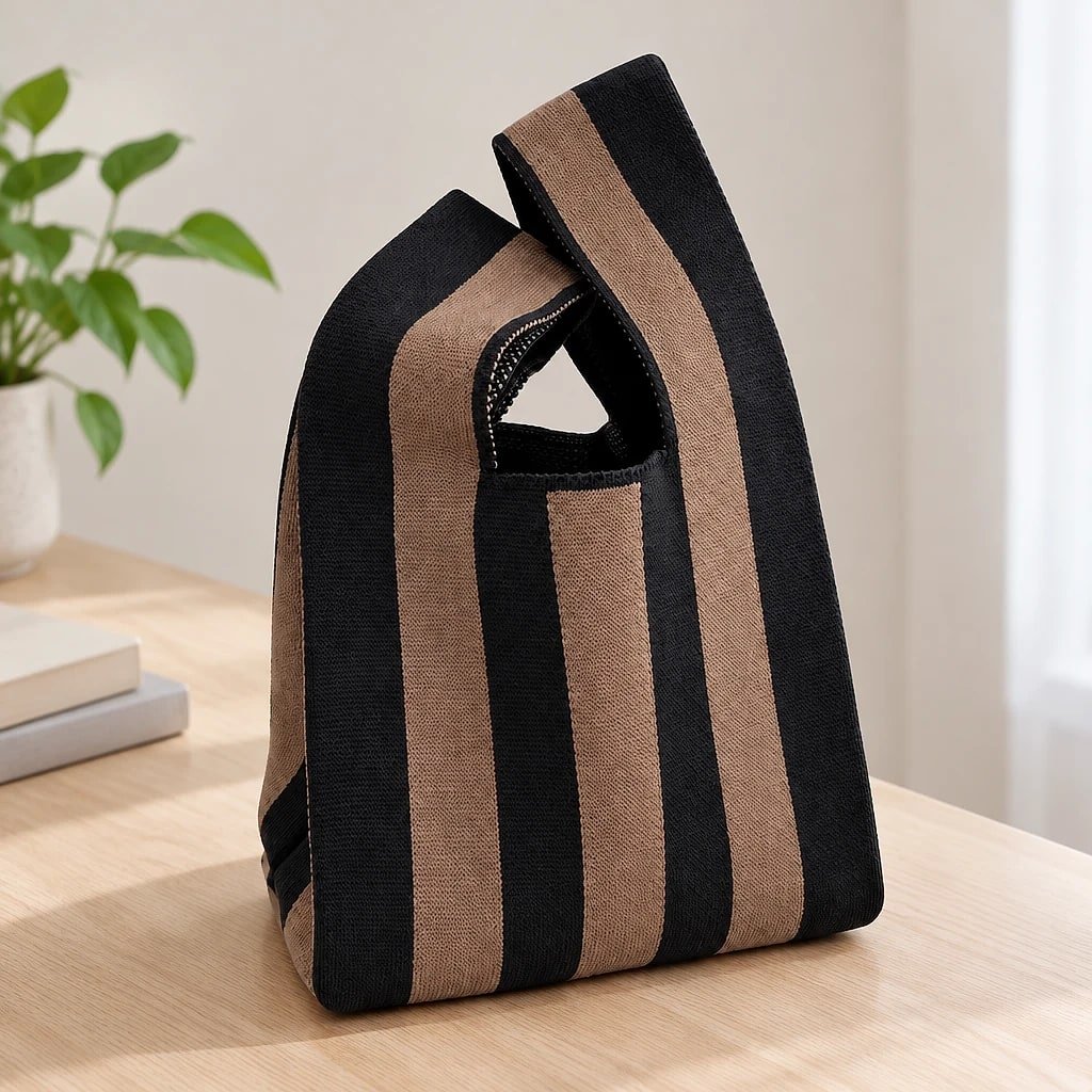 Bolso de Mano Tejido a Rayas