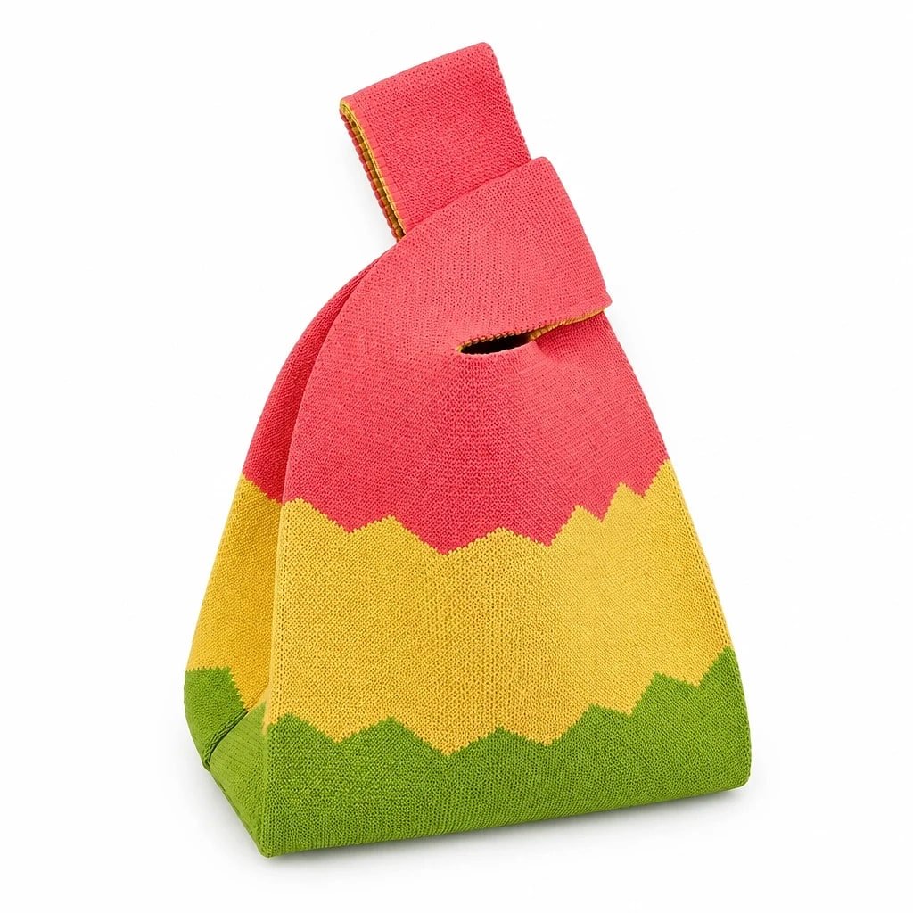Bolso de Mano Tejido a Rayas