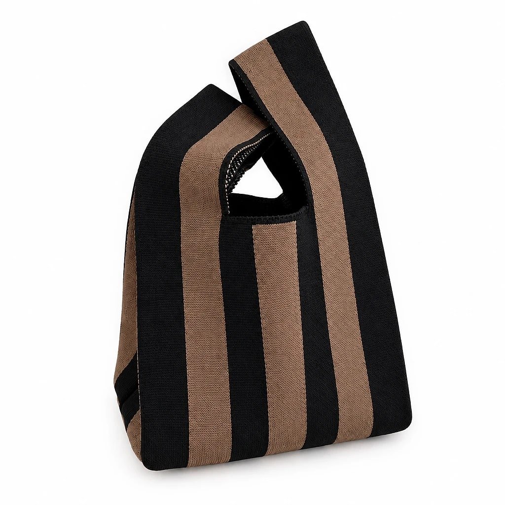 Bolso de Mano Tejido a Rayas