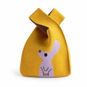Bolso de nudo amarillo con motivo animal
