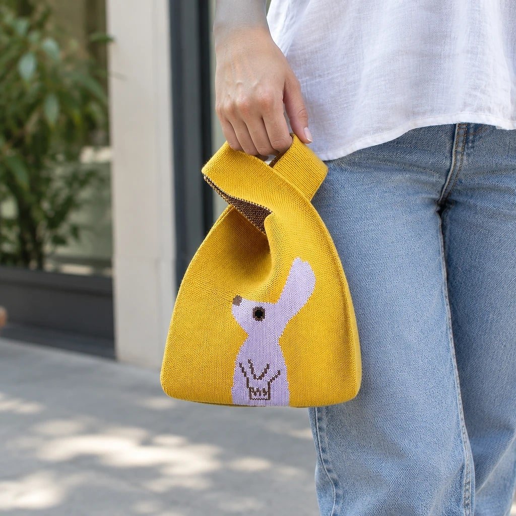 Bolso de Mano Tejido Amarillo