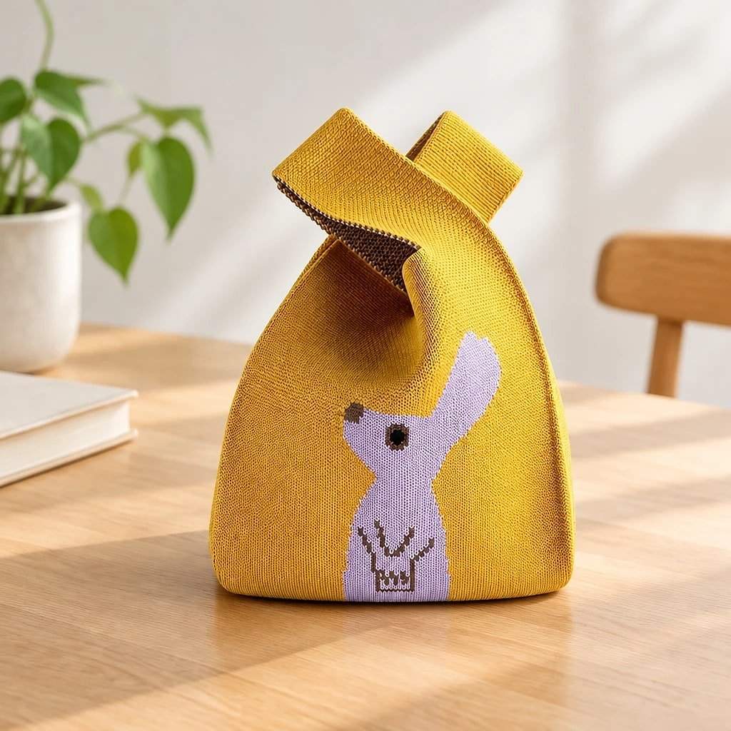 Bolso de Mano Tejido Amarillo