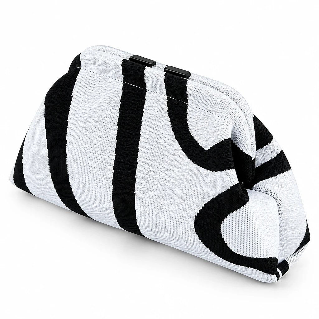 Bolso de Mano Tejido Blanco y Negro