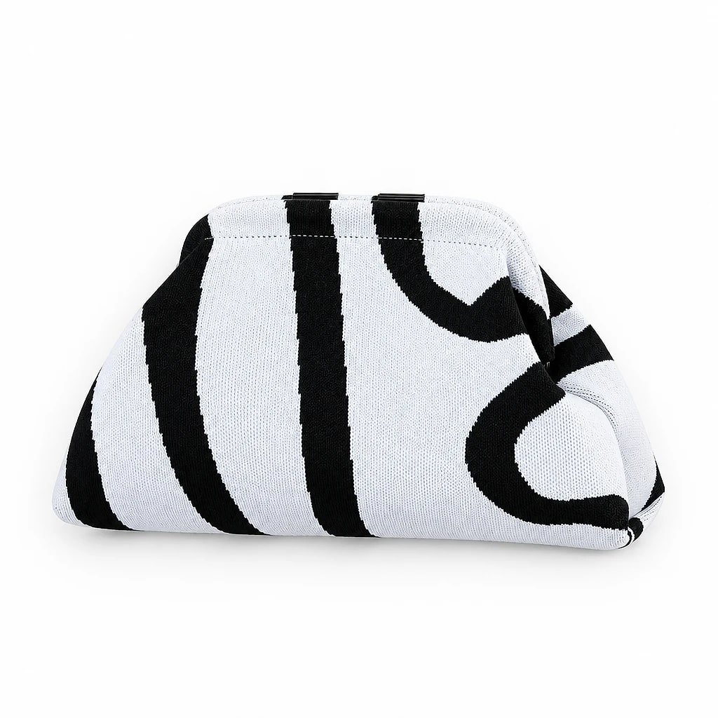 Bolso de Mano Tejido Blanco y Negro