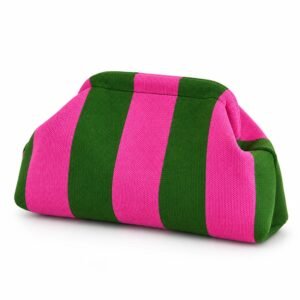 Clutch de punto verde y rosa