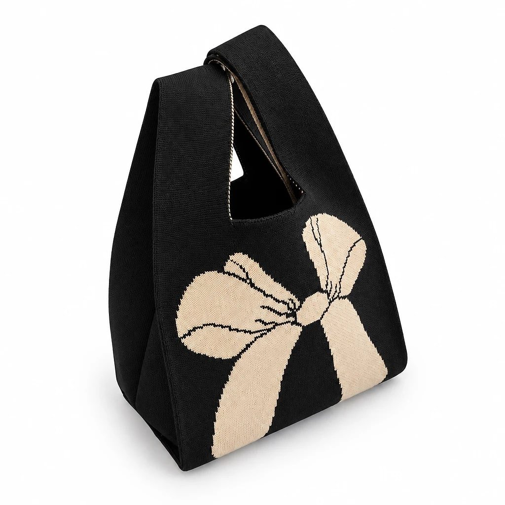 Bolso de Mano Tejido con Lazo