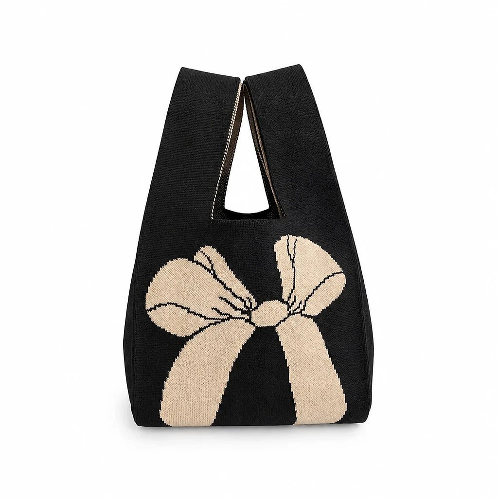 Bolso de Mano Tejido con Lazo