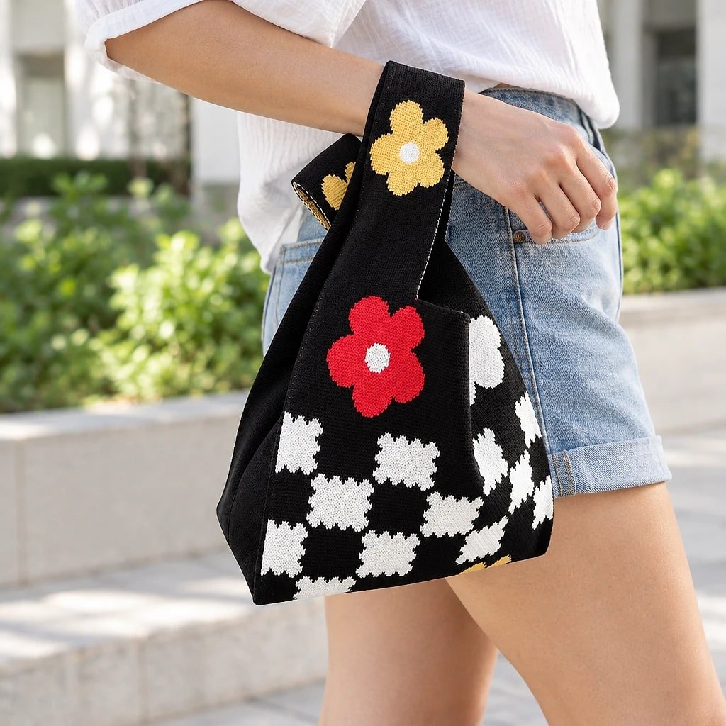 Bolso de Mano Tejido Floral