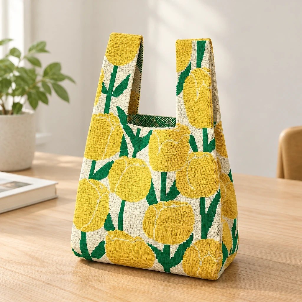 Bolso de Mano Tejido Floral