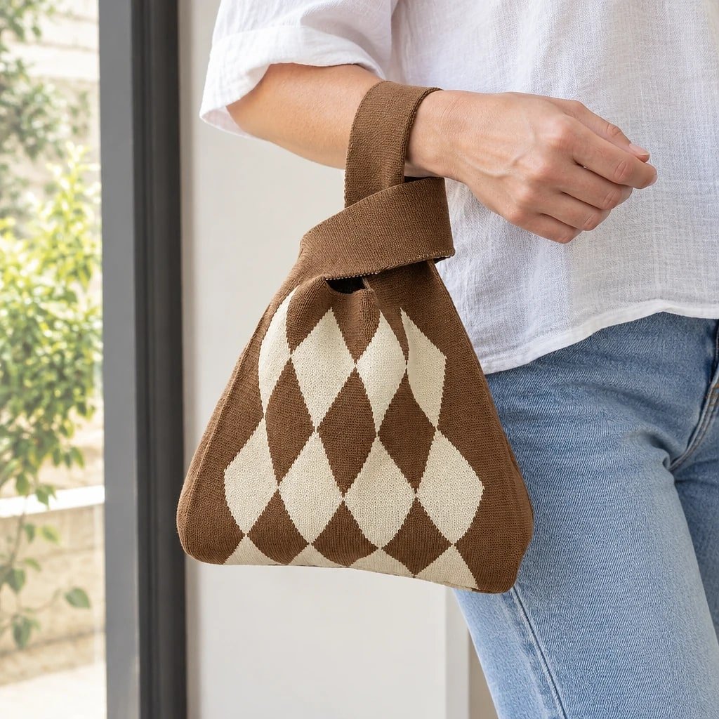 Bolso de Mano Tejido Geométrico