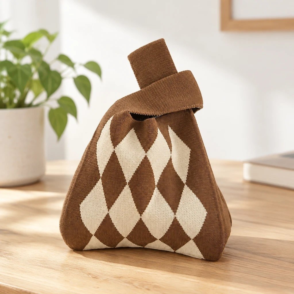 Bolso de Mano Tejido Geométrico