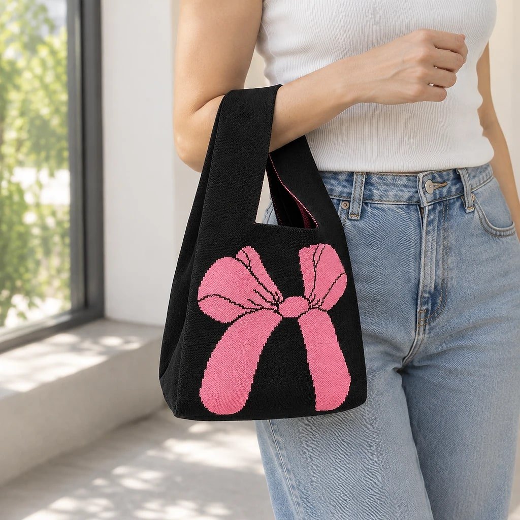 Bolso de Mano Tejido Lazo