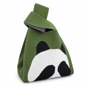 Bolso de nudo verde con panda