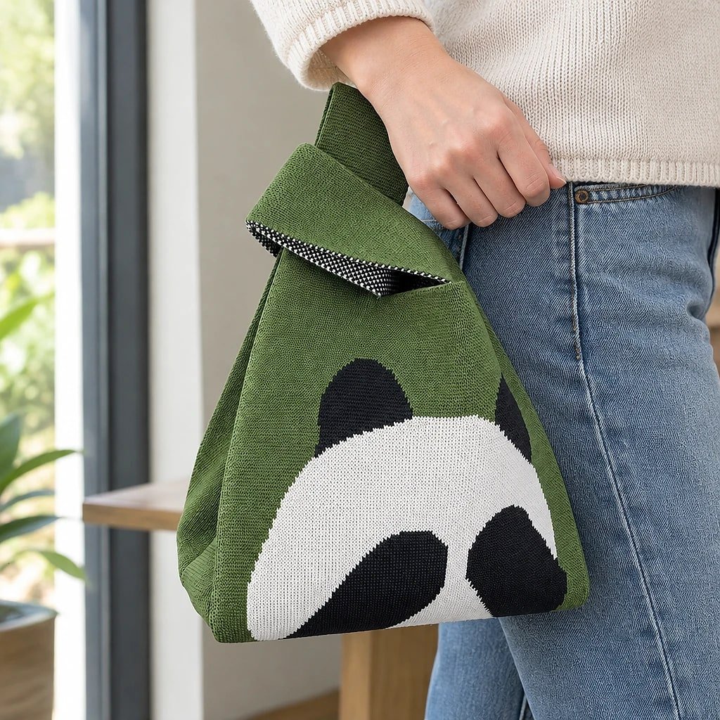 Bolso de Mano Tejido Panda