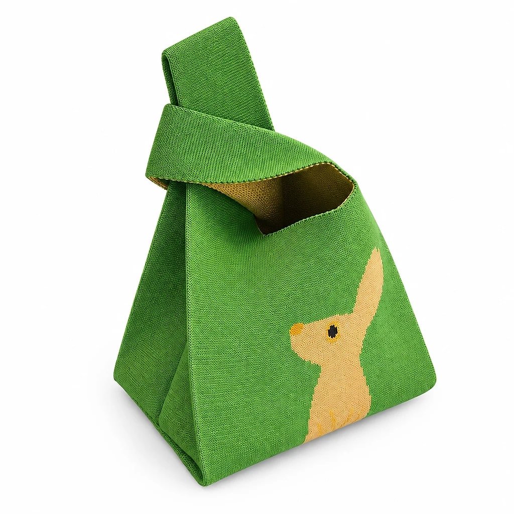 Bolso de Mano Verde Tejido