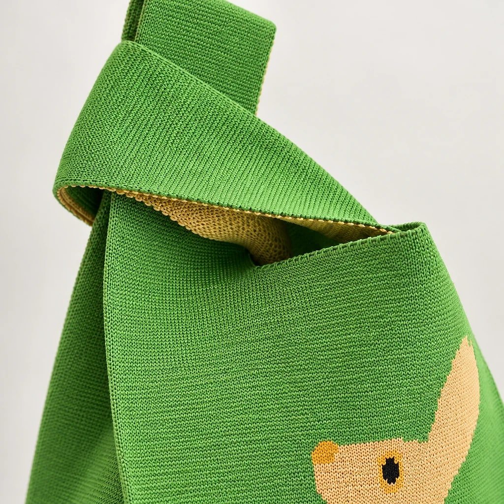 Bolso de Mano Verde Tejido