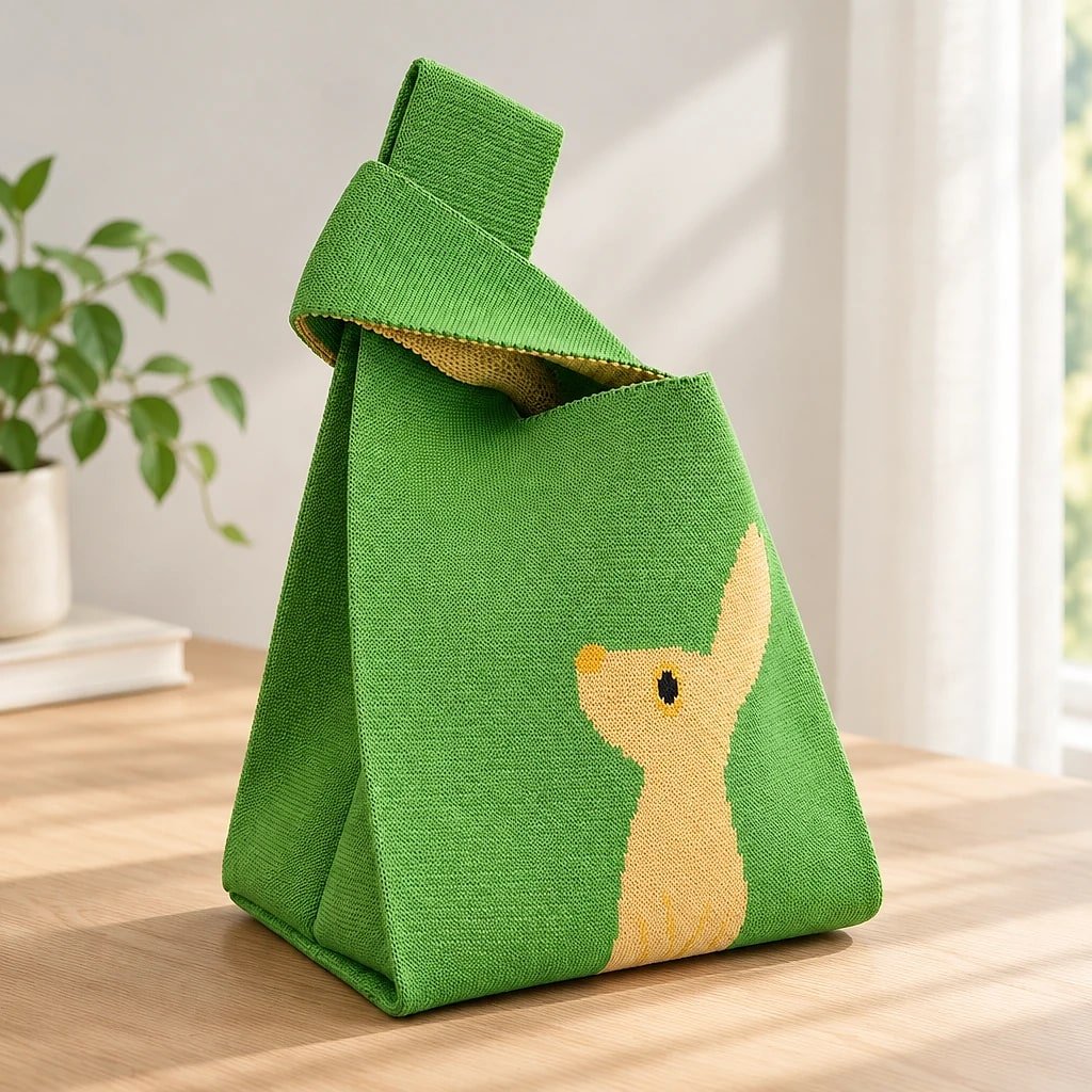 Bolso de Mano Verde Tejido