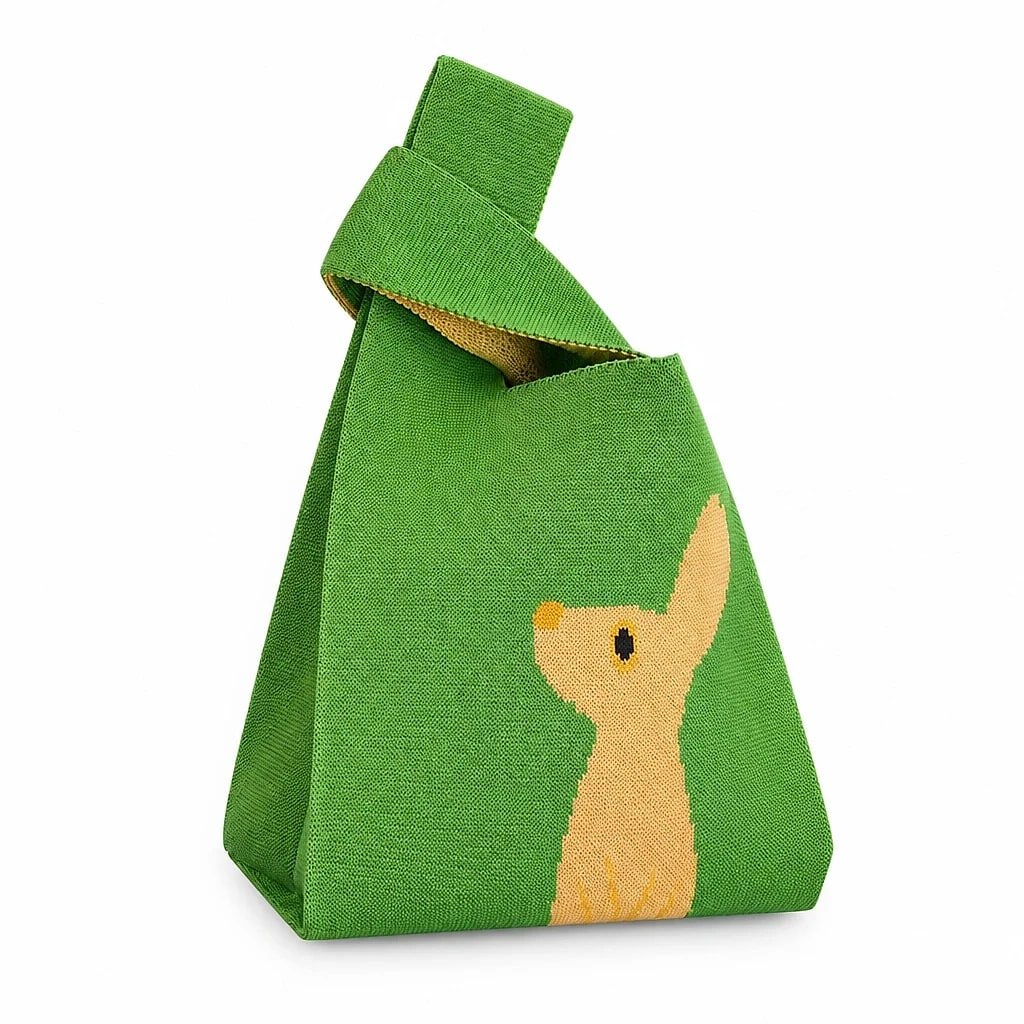 Bolso de Mano Verde Tejido