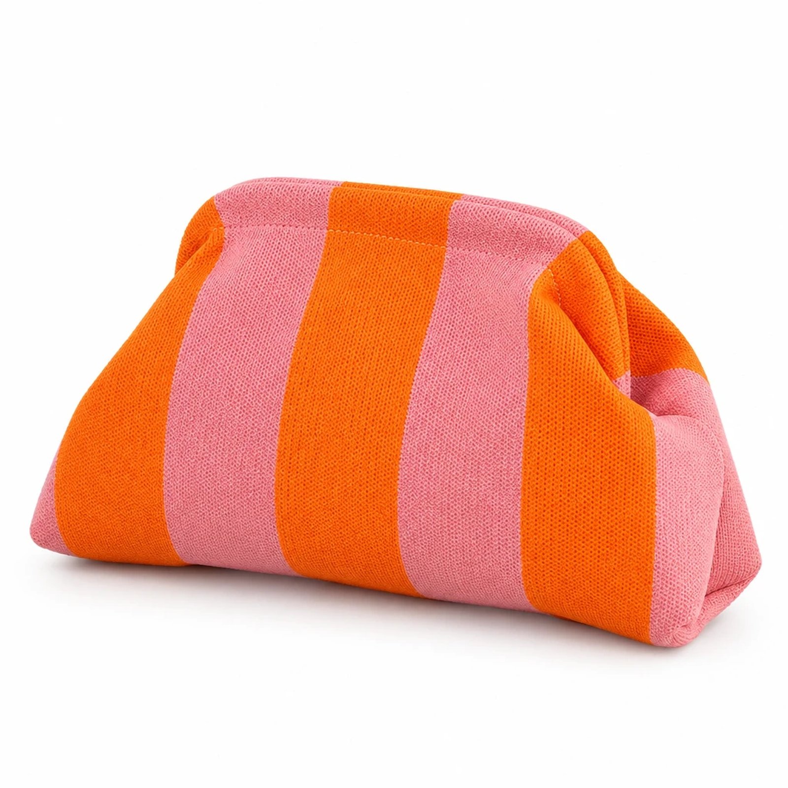 Clutch de punto naranja y rosa