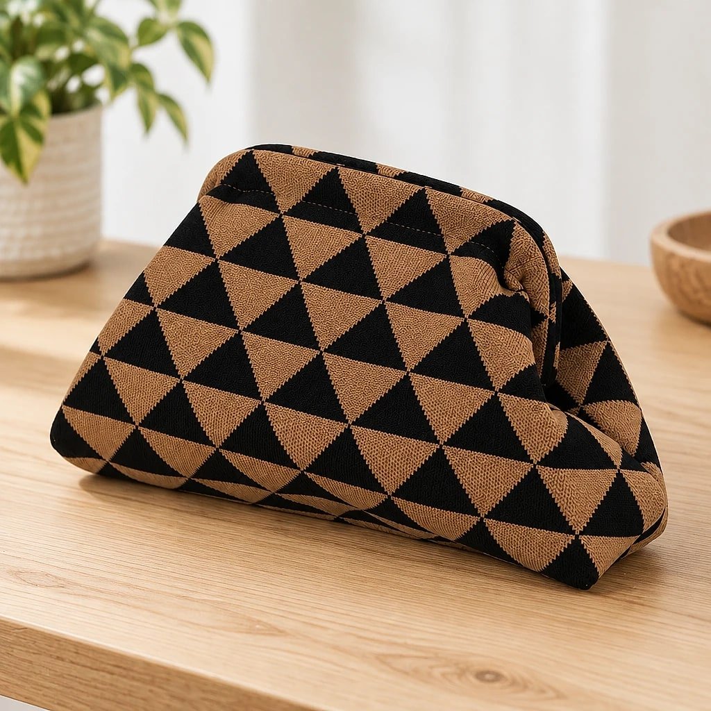 Bolso de Playa Rayas Negro Camel