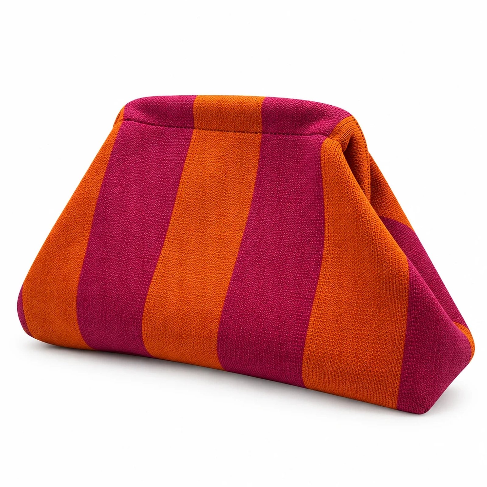 Clutch de punto naranja y burdeos