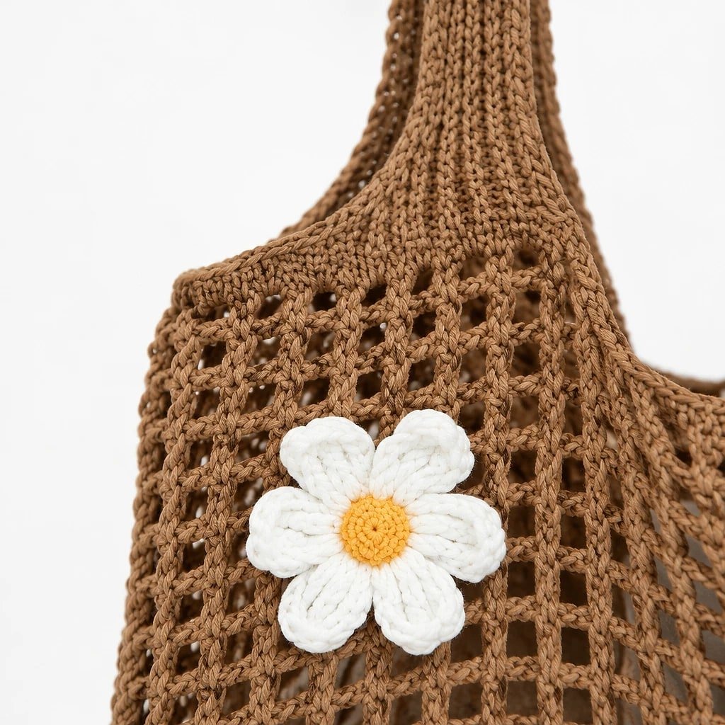 Bolso de Punto Calado Marrón