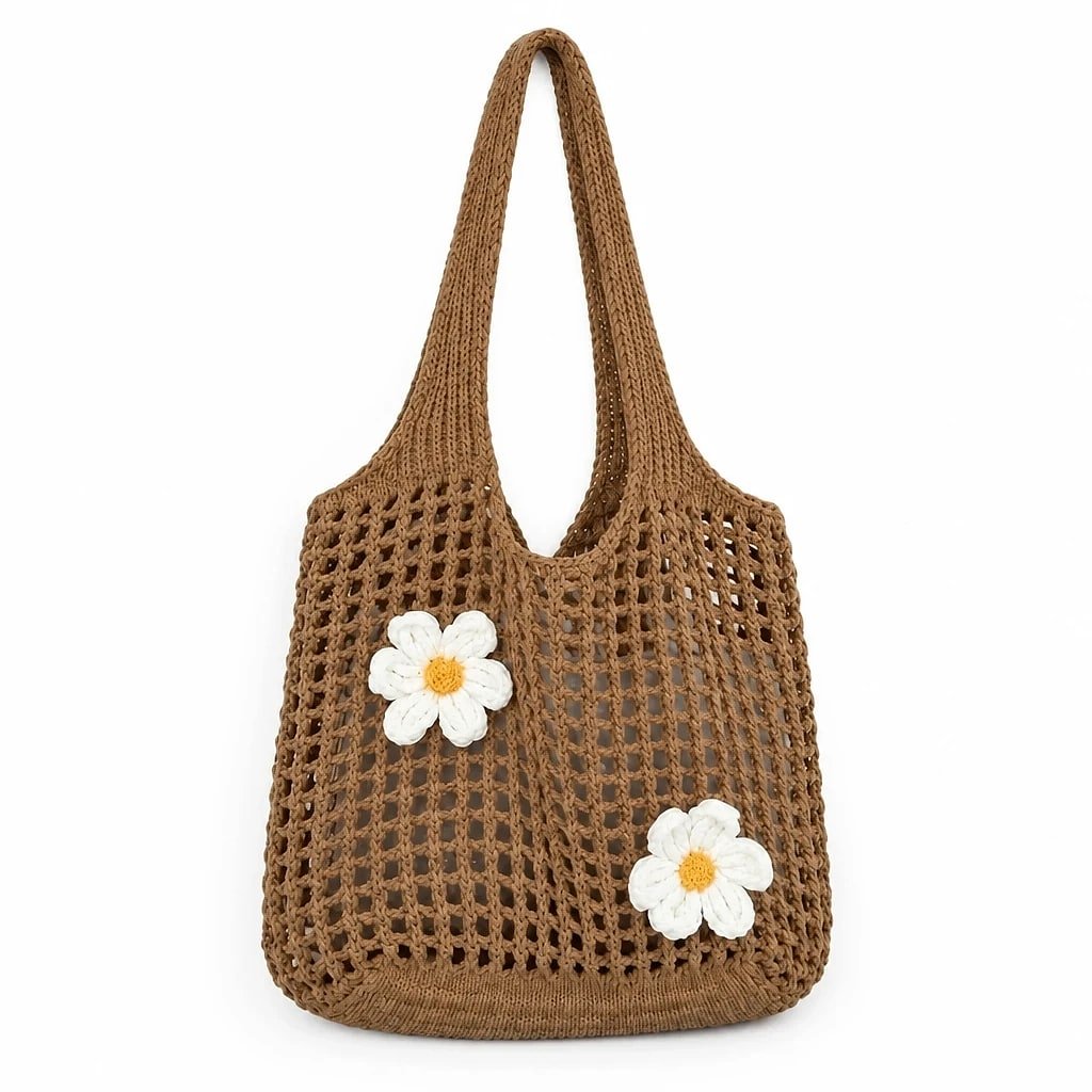 Bolso de Punto Calado Marrón