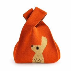 Bolso de nudo naranja con motivo animal