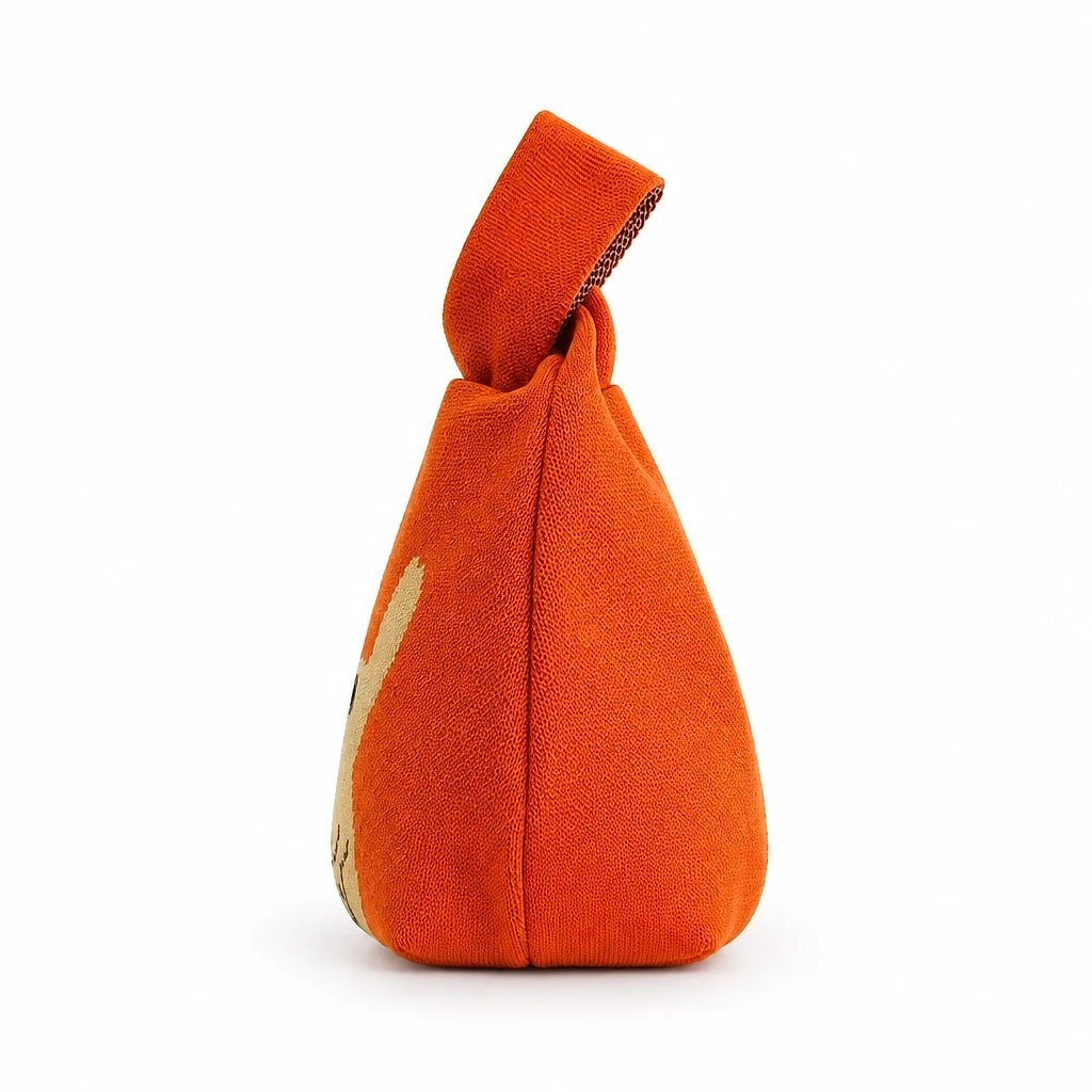 Bolso de Punto Naranja con Conejo