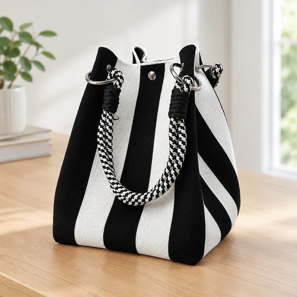 Bolso de Punto Negro y Blanco
