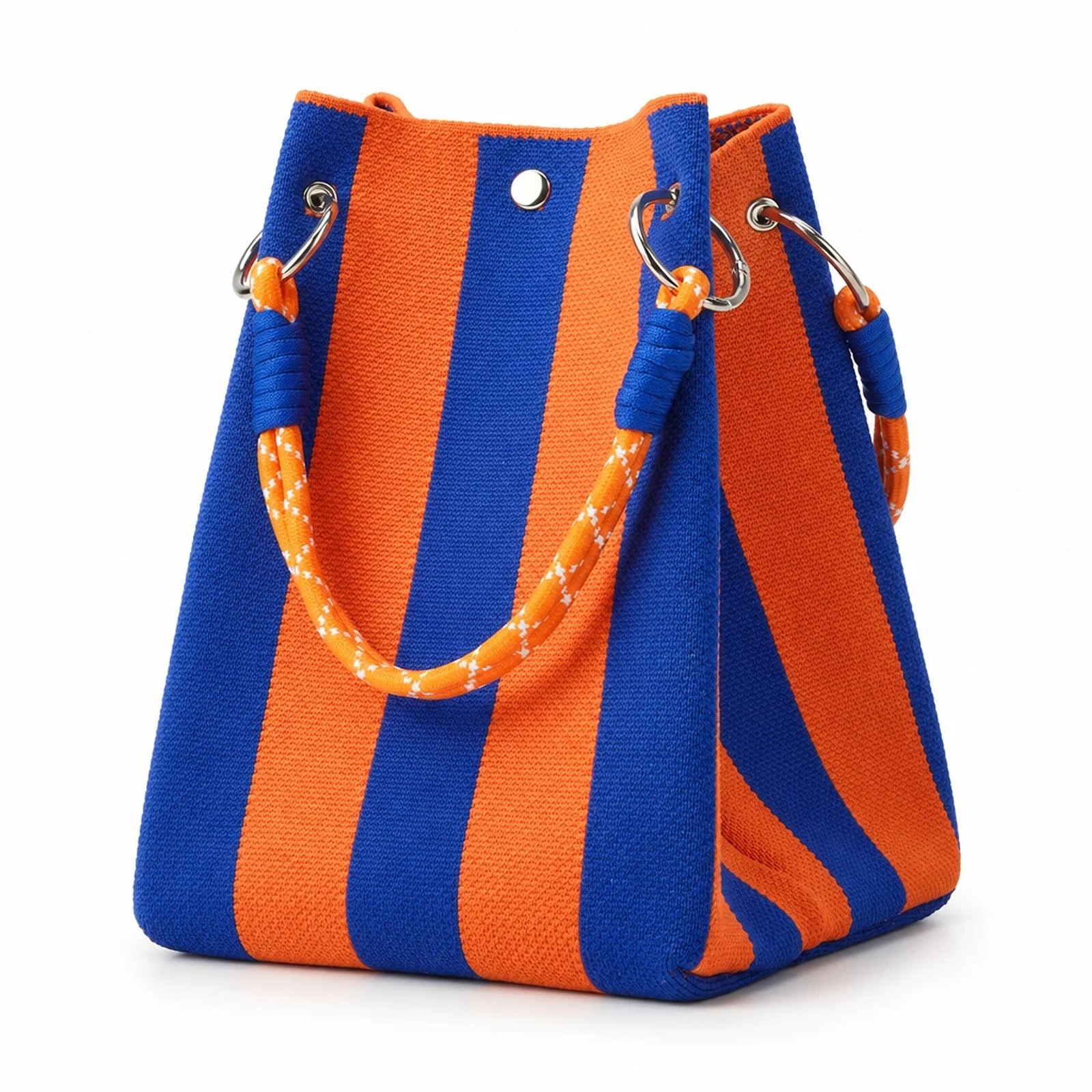 Bolso de mano de rayas naranja y azul