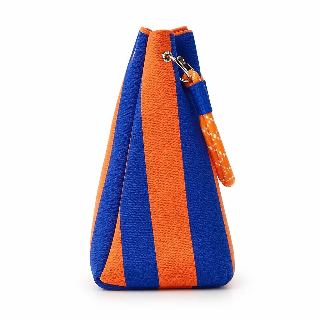 Bolso de Punto Rayas Naranja y Azul