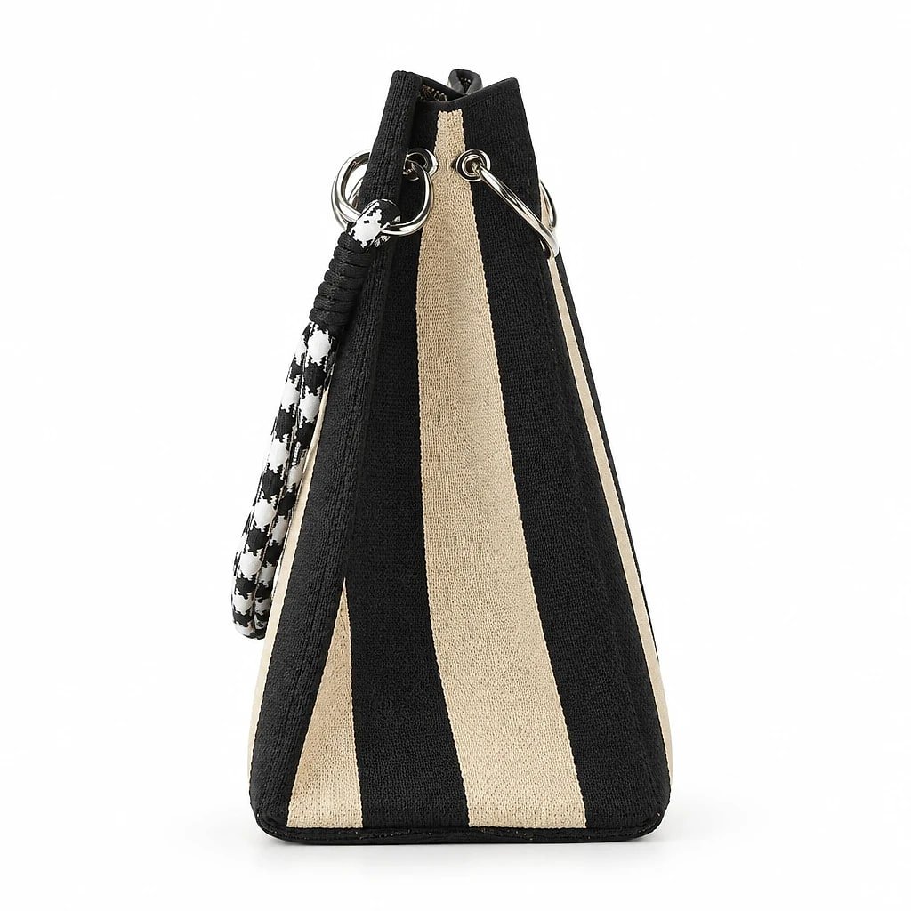 Bolso de Punto Rayas Negro