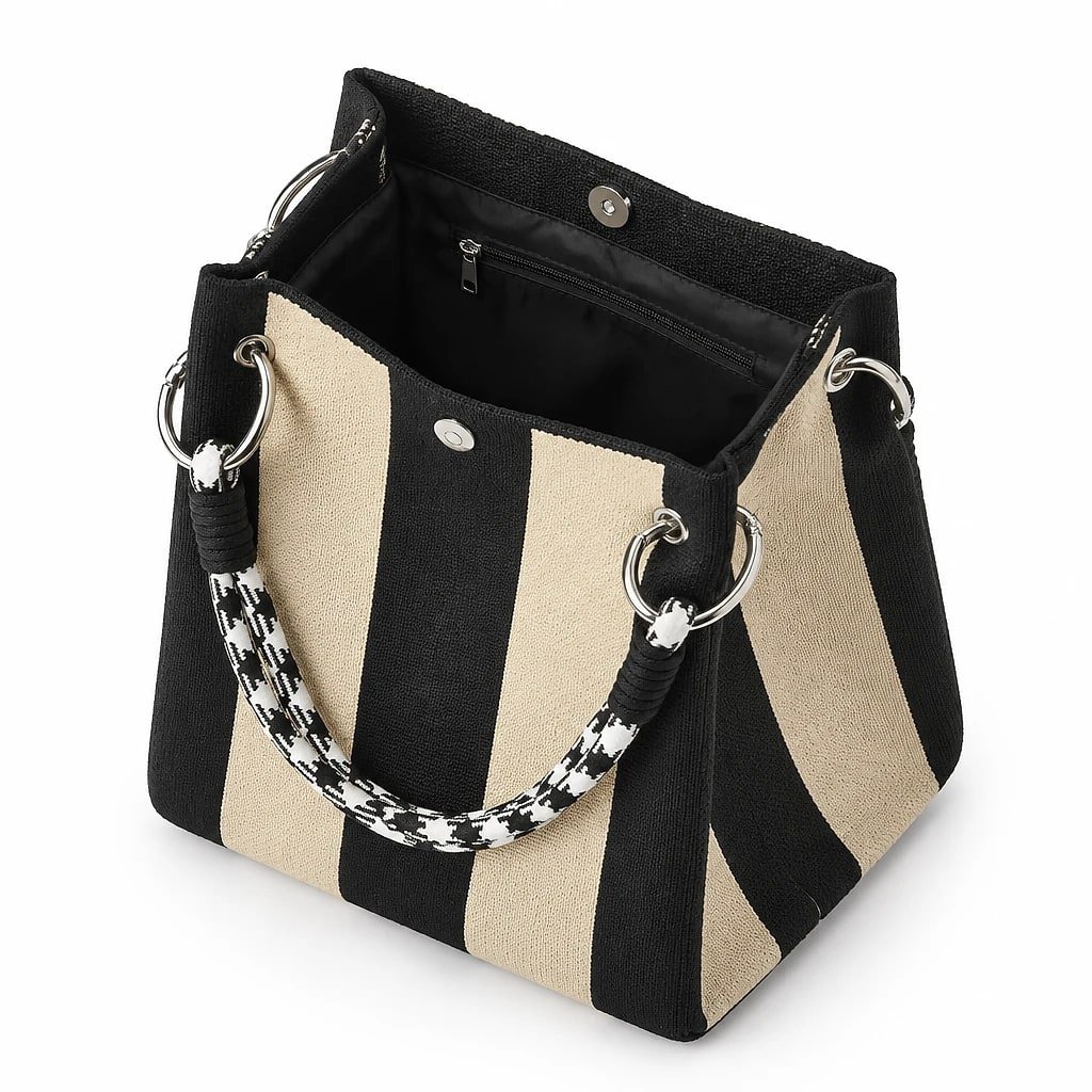 Bolso de Punto Rayas Negro