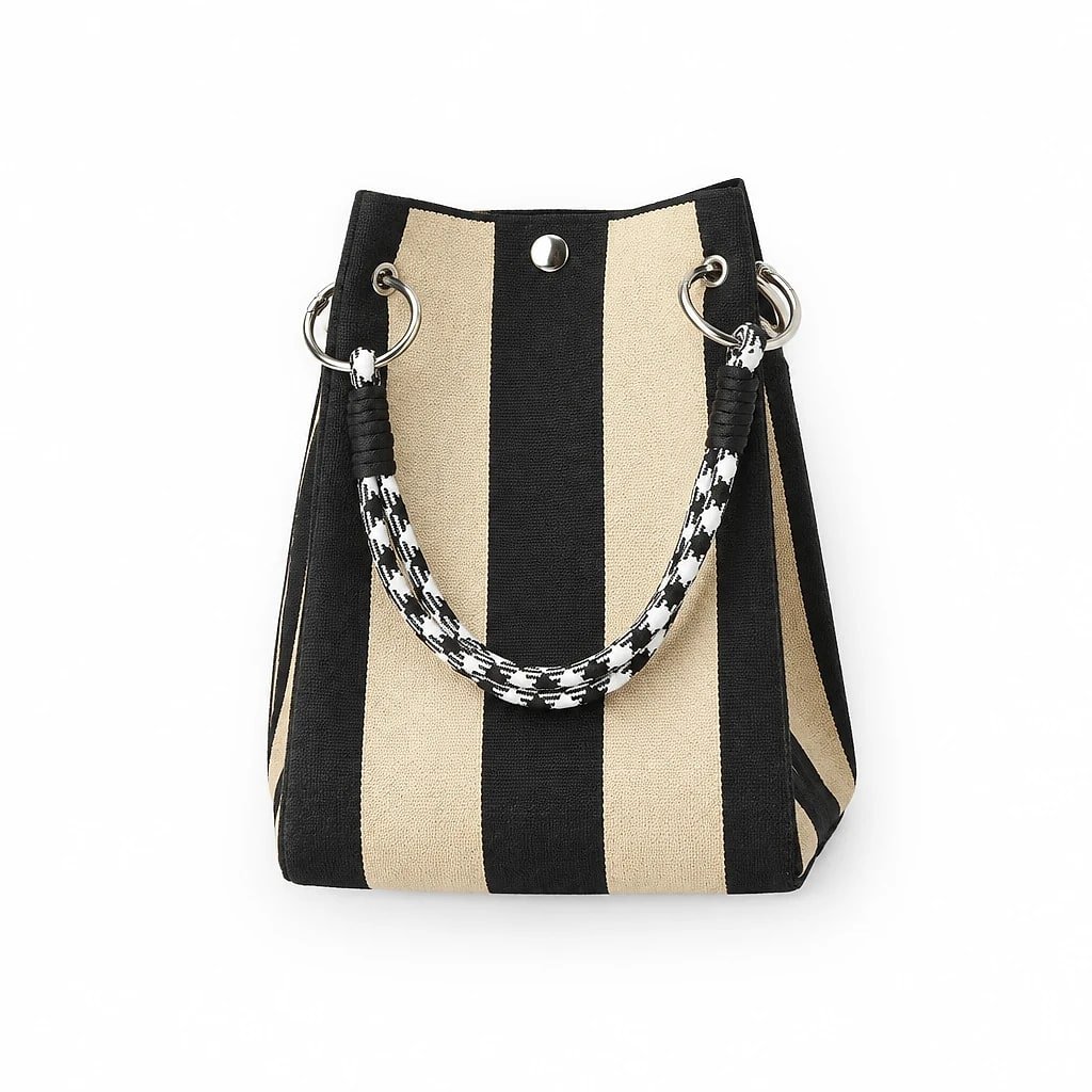 Bolso de Punto Rayas Negro