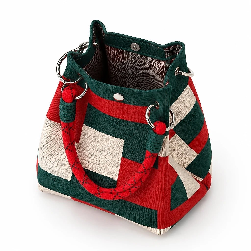 Bolso de Punto Rojo y Verde