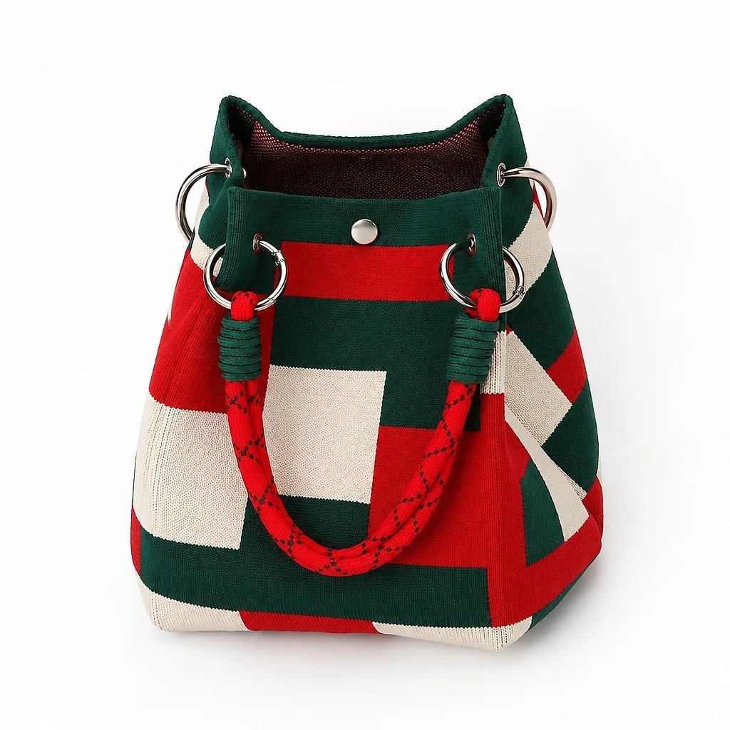 Bolso de Punto Rojo y Verde