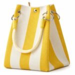 Bolso de mano de rayas amarillo y blanco