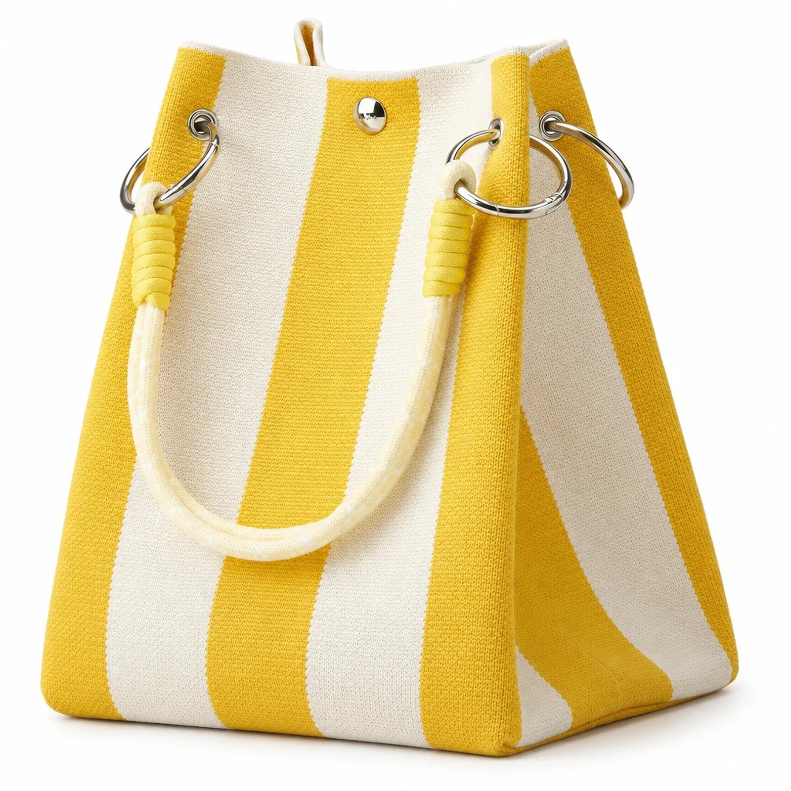 Bolso de mano de rayas amarillo y blanco