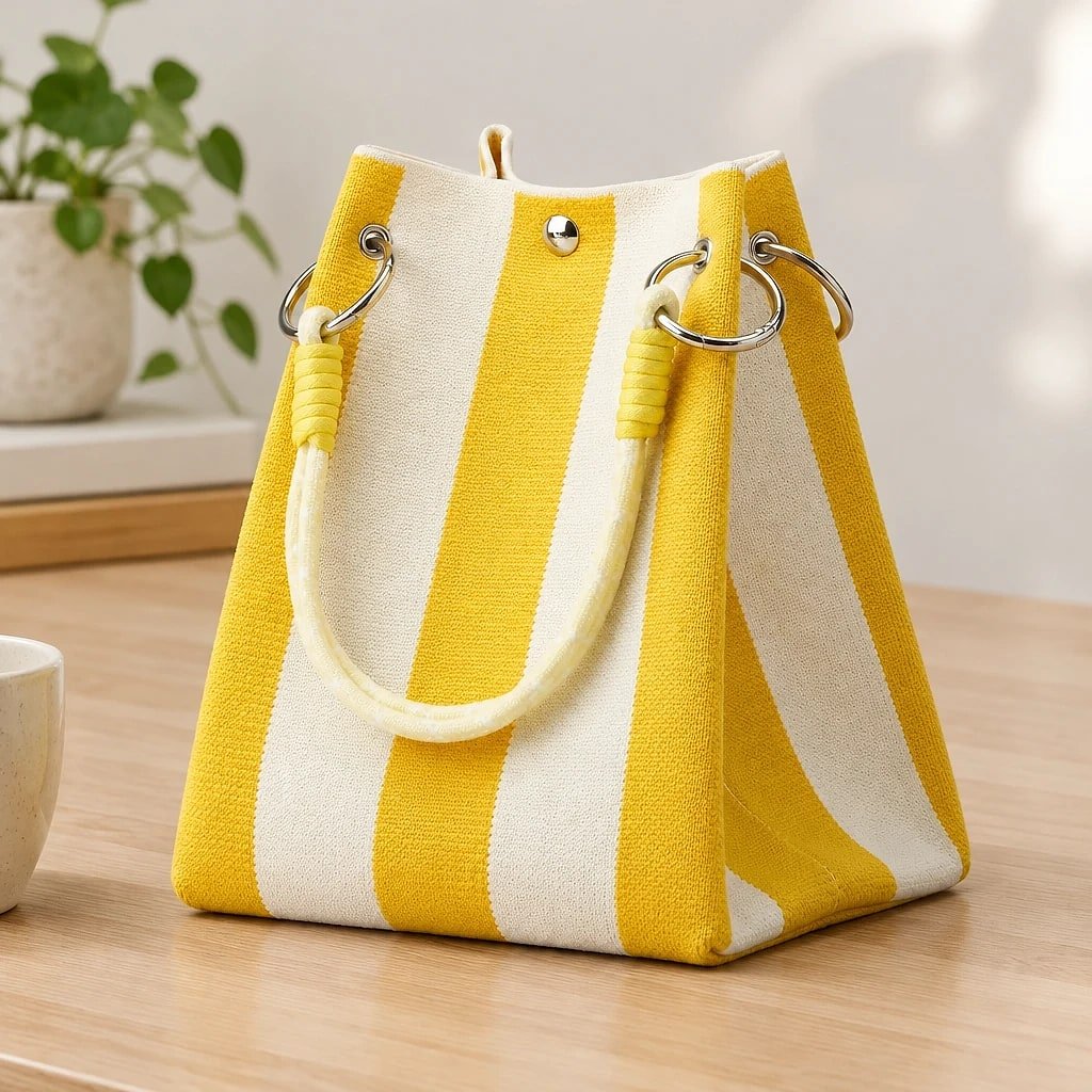 Bolso de Tela Mini Rayas Amarillo