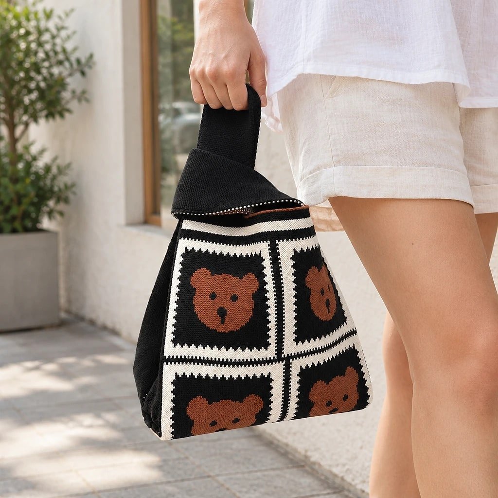 Bolso Tejido Oso, Talla Única
