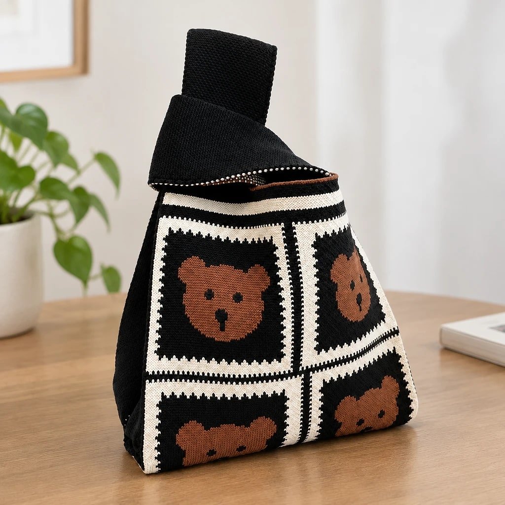 Bolso Tejido Oso, Talla Única