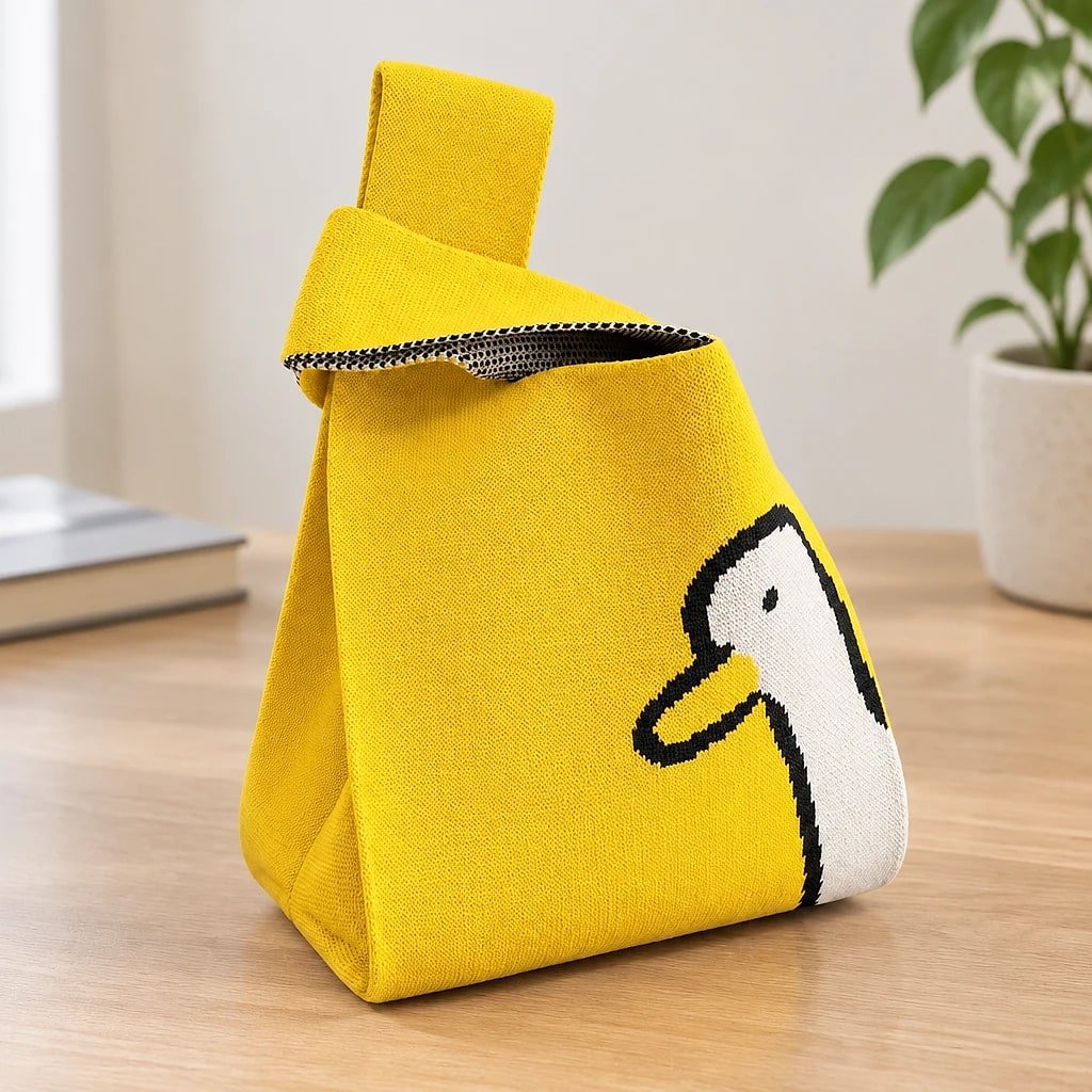 Bolso Tote Amarillo Pato Tejido